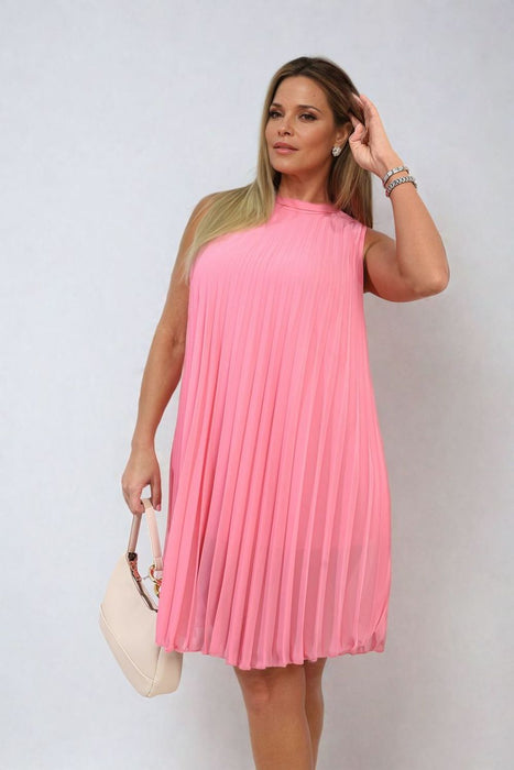 Davina Pleated Halter Neck Mini Dress - Effortlessly Chic and Timelessly Elegant