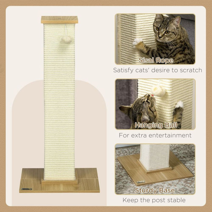 Premium 80cm Sisal Rope Cat Scratching Post - Durable & Interactive Toy Ball