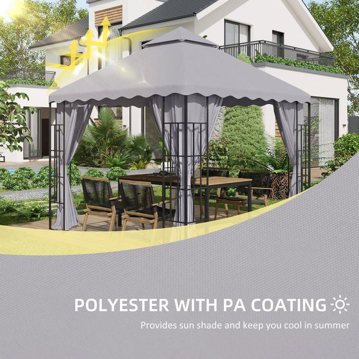 High-Quality 3x3m Gazebo Canopy Replacement Cover, 2-Tier Roof, Grey - Protect & Refresh Your Outdoor Space!