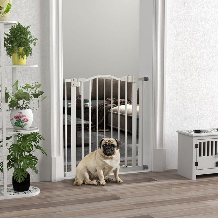 PawHut 74-80cm Adjustable Pet Gate Barrier- Auto-Close, Metal, High Quality