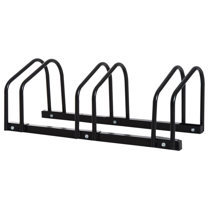 HOMCOM Bike Stand Parking Rack Floor or Wall Mount Bicycle Cycle Storage Locking Stand (3 Racks, Black)