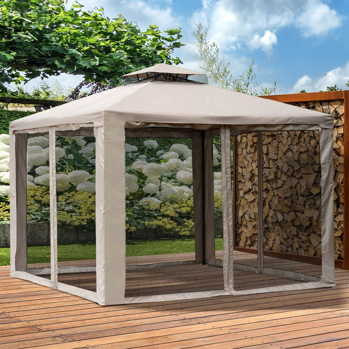 Premium Outsunny 2-tier Gazebo - 295L x 295W x 263Hcm - Taupe