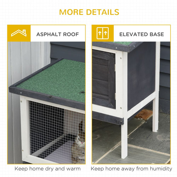 PawHut Wooden Rabbit Hutch Bunny Cage Openable Roof for Outdoor 90 x 45 x 65 cm