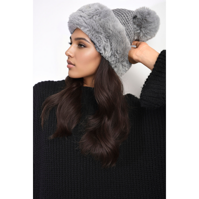 Faux Fur Knitted Winter Hat