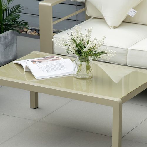 4 PCs Aluminium Garden Furniture Set w/ Thick Padded Cushion