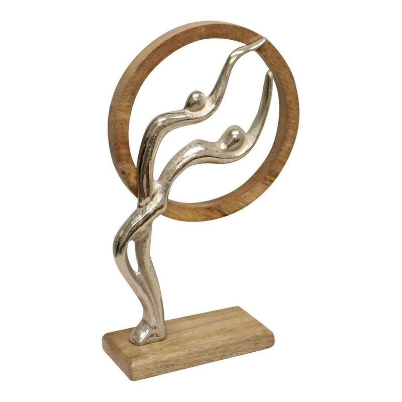 Stylish Abstract Ornament: Silver Couple | Wooden Circle | 31cm