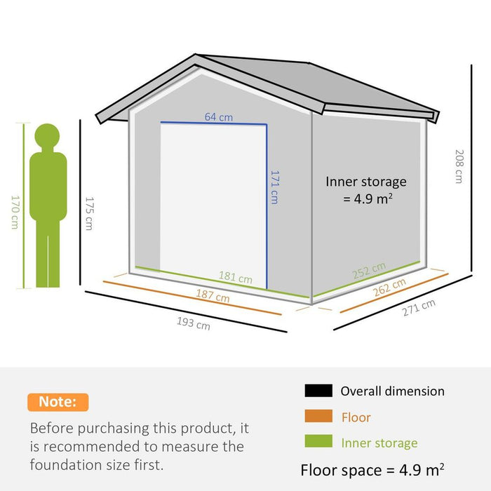 Premium 9x6 Galvanized Metal Garden Shed - Secure & Spacious Storage Solution for Backyard & Patio