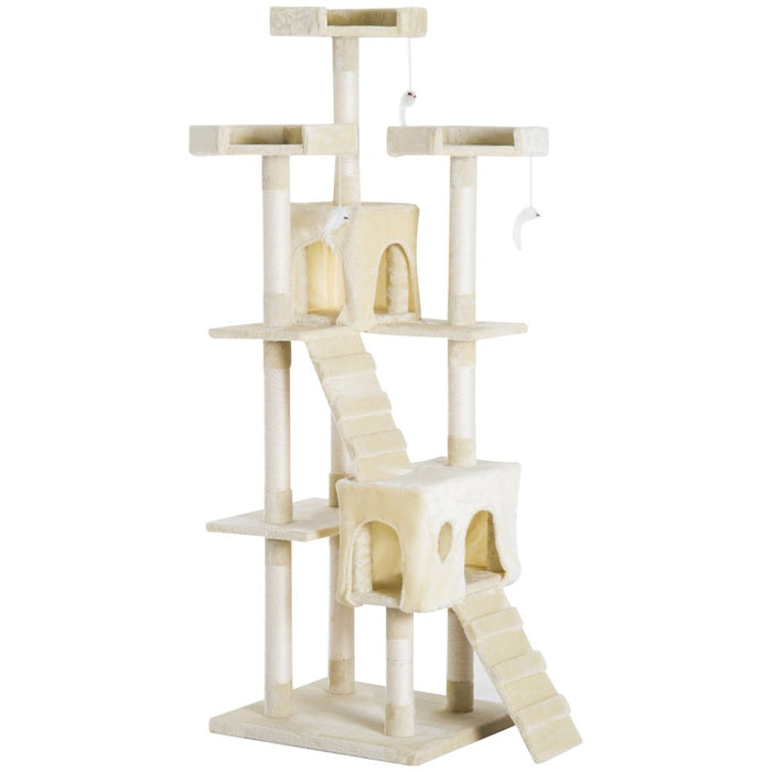 PawHut Cat Tree for Indoor Cats Play Tower Activity Center Kitten Scratch Post Climbing Tower 181 cm