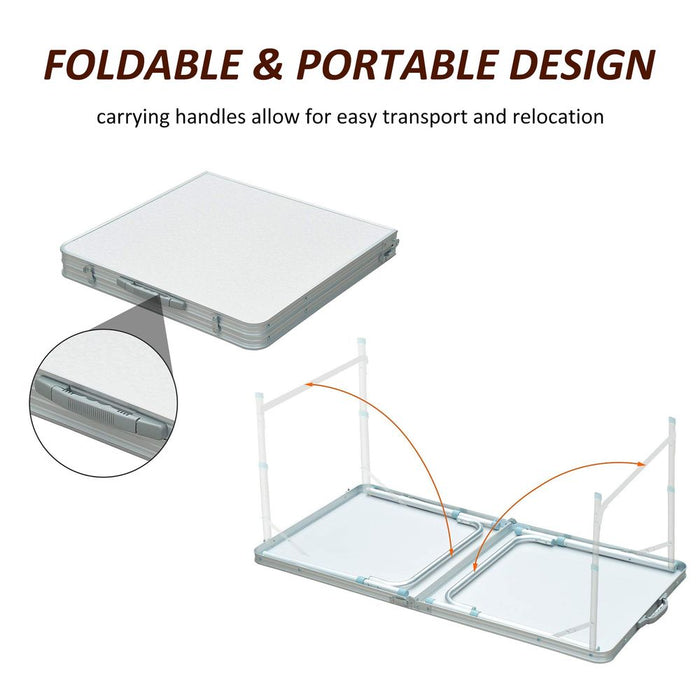 Outsunny 4ft Aluminium Portable Folding Camping Picnic Table Outdoor Garden