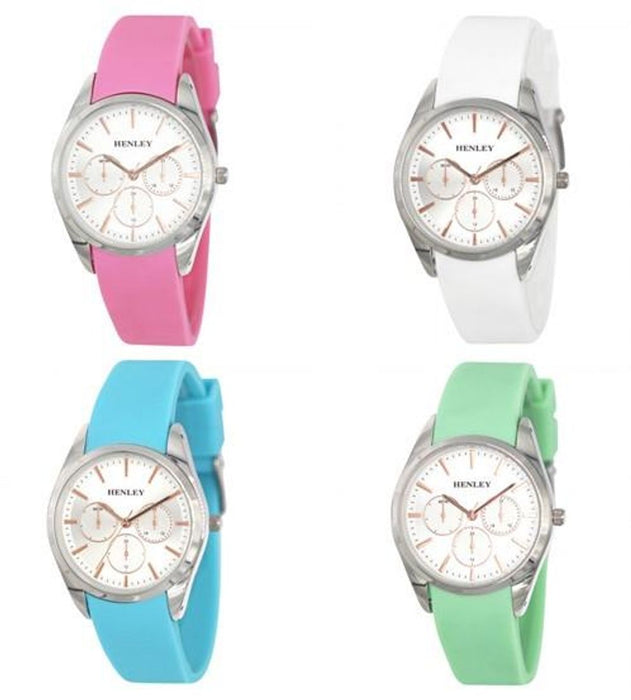 Henley Ladies Sports Silver Dial Rubber Strap Watch H06175 Available Multiple Colour