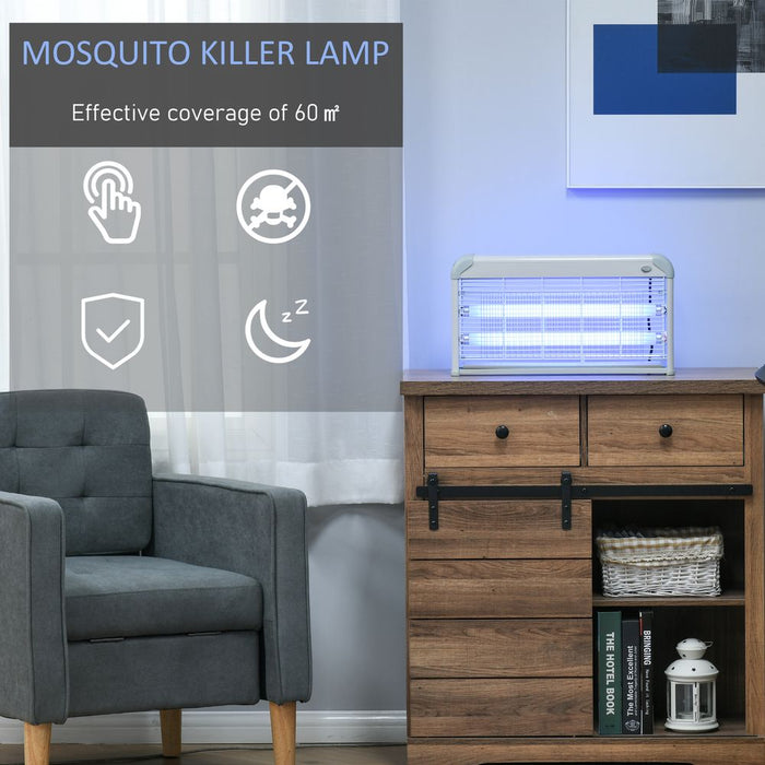 Outsunny 30W LED Mosquito Killer Lamp - Wall-mounted Insect Zapper, Steel-Grey