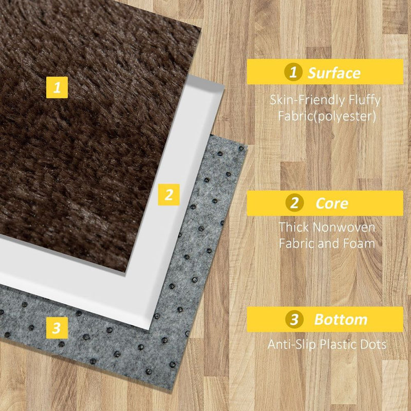 Luxurious Brown Shaggy Area Rug for Living Room and Bedroom, 90x150cm