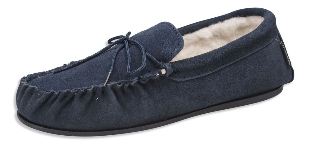 Nordvek Womens Sheepskin Suede Moccasin Slippers With Rubber Sole - 430-100