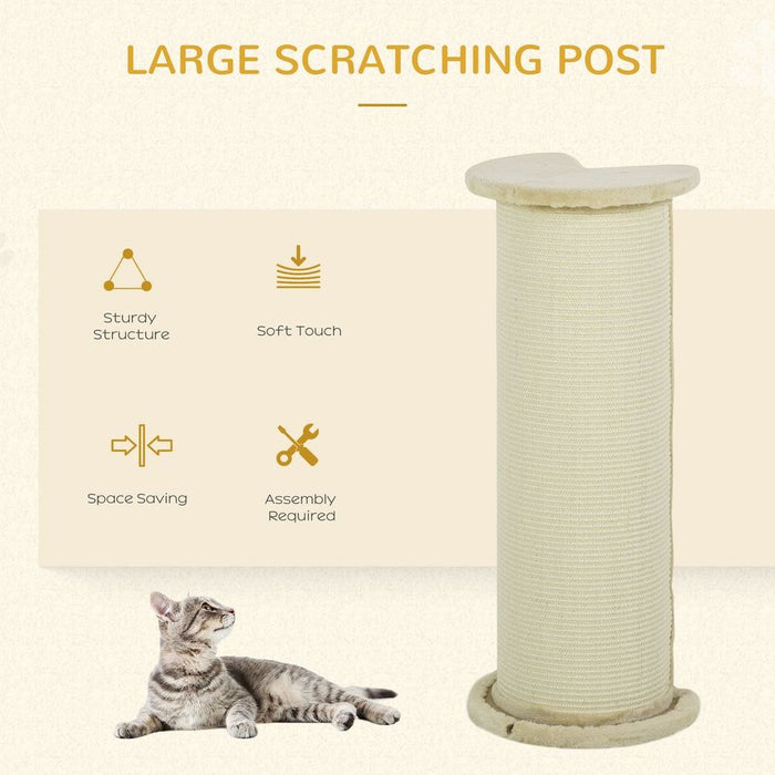 Premium 85cm Tall Cat Scratching Post - Sisal Rope, Soft Plush, Anti Tip - Beige