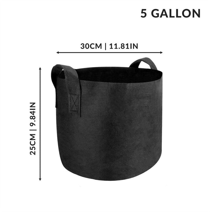 Strong & Durable Plant Grow Bags 5 Gallon - Set of 5 | M&W