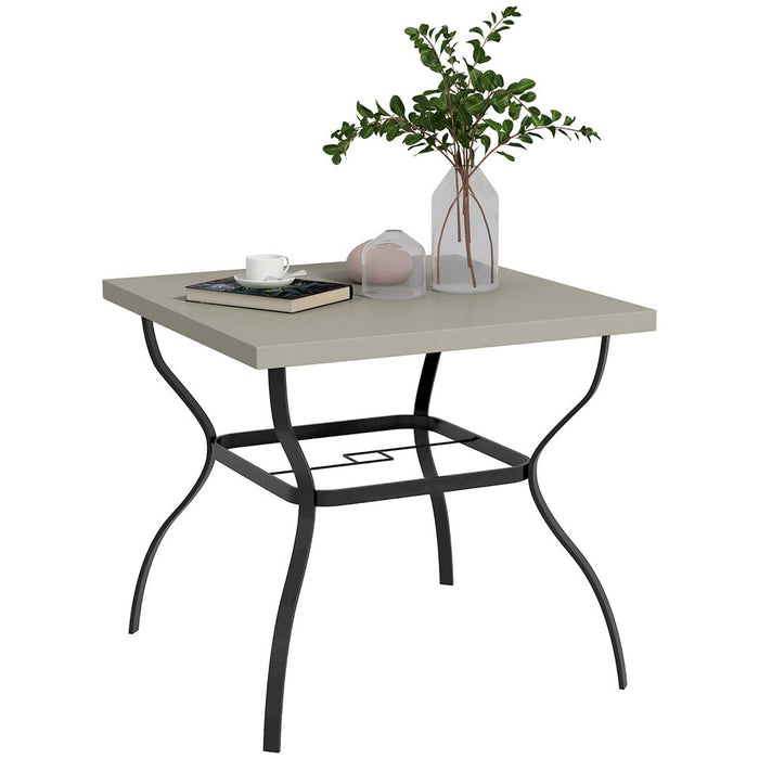 Outsunny Garden Dining Table w/ Umbrella Hole, Dining Table for 4, Grey