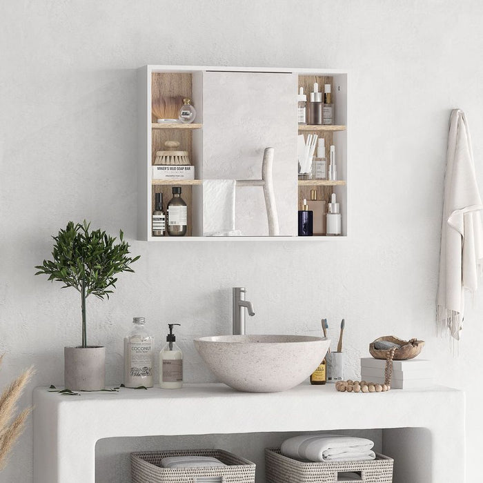 Bathroom Storage Cabinet: Wall Mount, Mirror Door, Adjustable Shelf