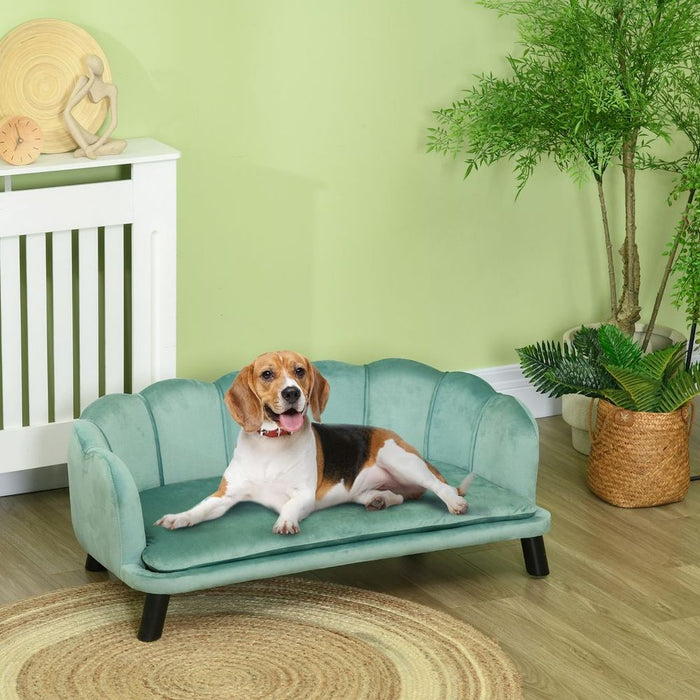 PawHut Dog Sofa Bed, Cushioned Pet Couch for Medium to Large Dogs - Green