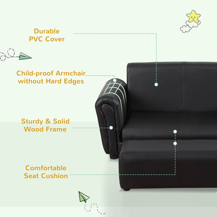 Kids Childrens Sofa Set 2 Seater Seat Furniture Armchair Boys Girls Footstool