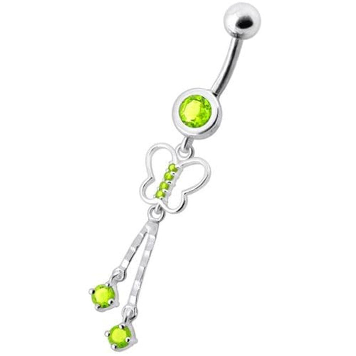 Fancy Dangling SS Banana Bar Navel Belly Button Ring