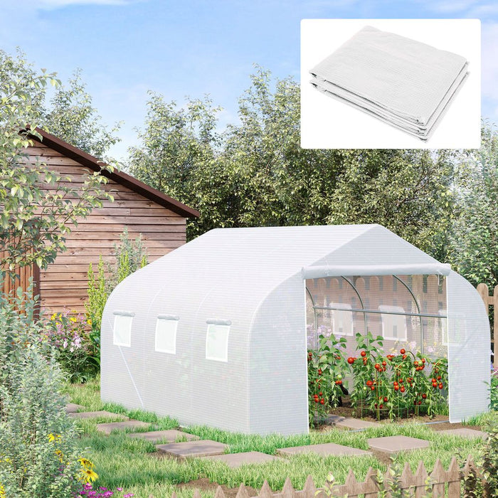 Premium White PE Greenhouse Cover Replacement - Durable & Weatherproof - Ideal for All Gardeners - 4.5x3x2m