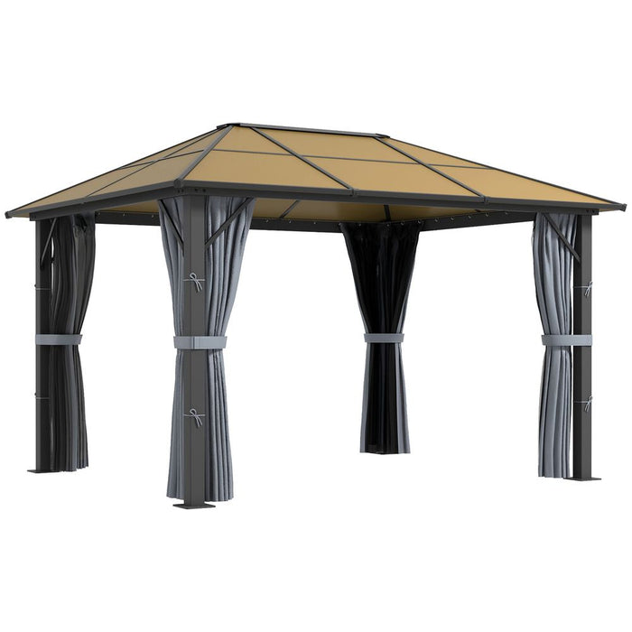 Ultimate Protection Outsunny Hardtop Gazebo 3x3.6m w/ Curtains, Aluminium Frame