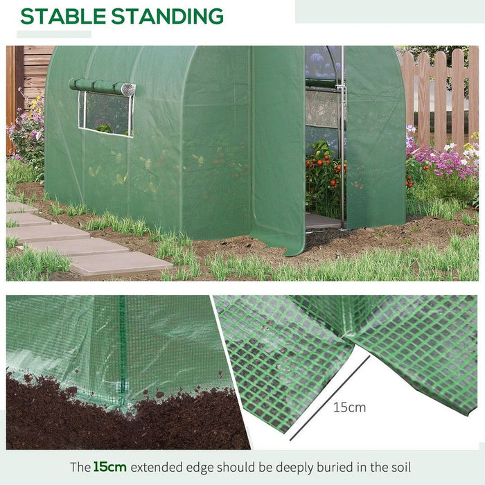 Outsunny 3x2M Walk-in Polytunnel Garden Greenhouse - High-Quality Steel Frame, Durable PE Cloth & Reinforced Design