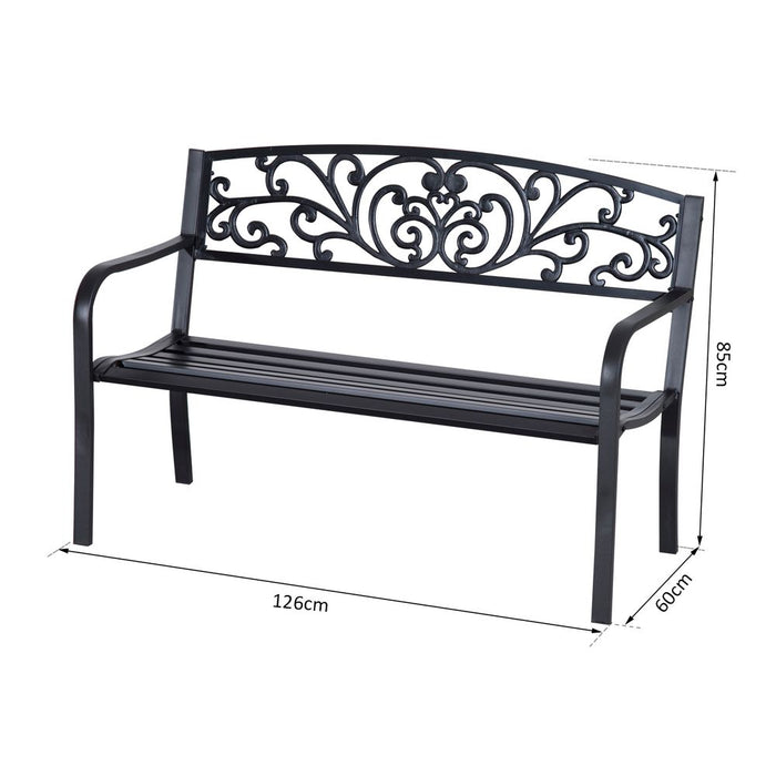 Premium Steel Outdoor Bench - Comfortable 2-Seater Garden Seating - Elegant & Durable - Ideal for Relaxing Outdoors