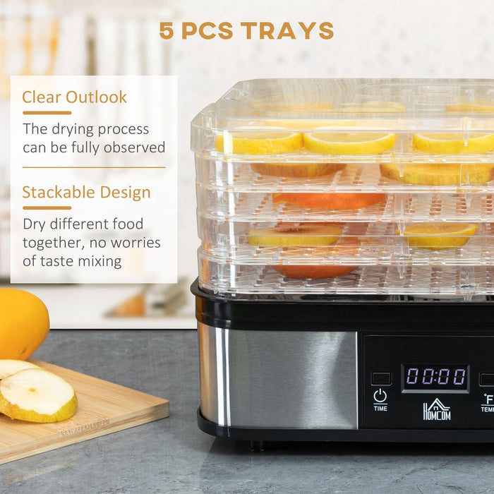 Premium Stainless Steel Food Dehydrator | 5-Tier | Timer | LCD Display | Efficient & Durable