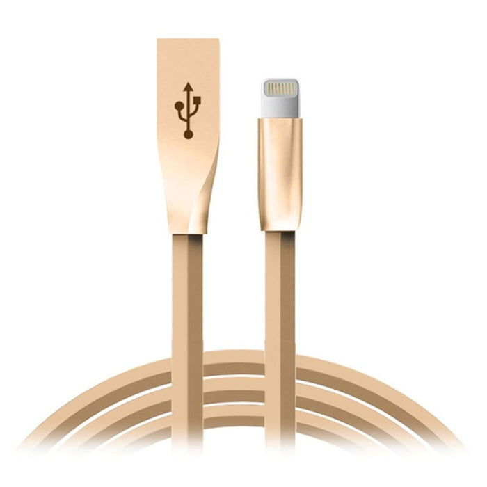 Premium Gold Zinc Alloy Lightning to USB Cable - Fast Charging, 1m