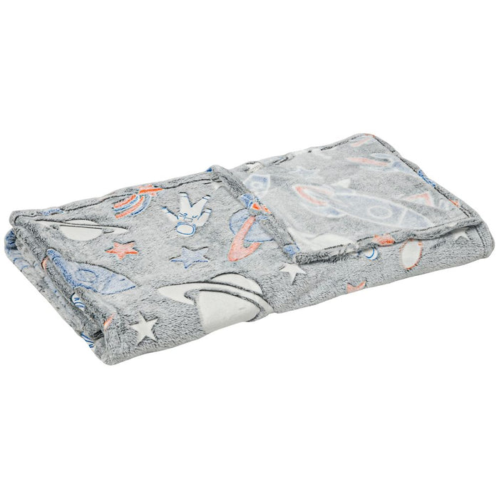 Glow-in-the-Dark Galaxy Star Flannel Fleece Blanket - 203x152cm