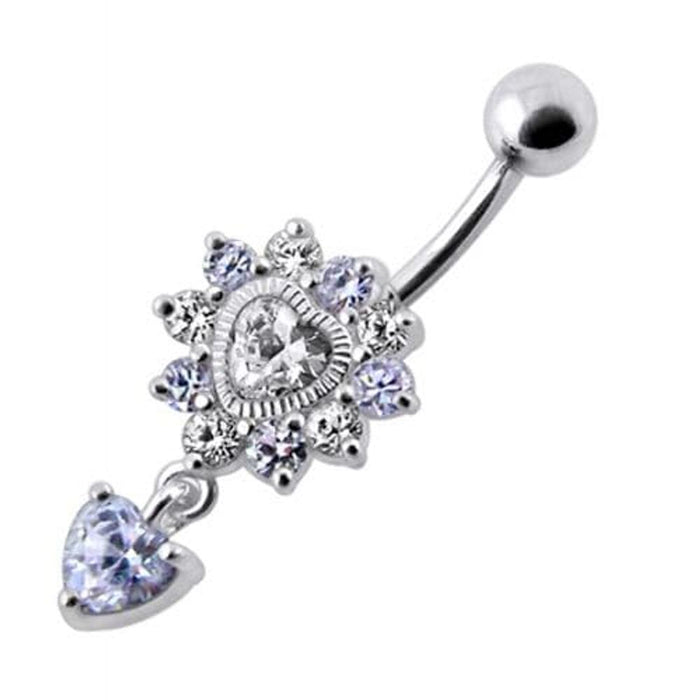 Royal Heart Stone Jeweled Dangling Navel Belly Ring