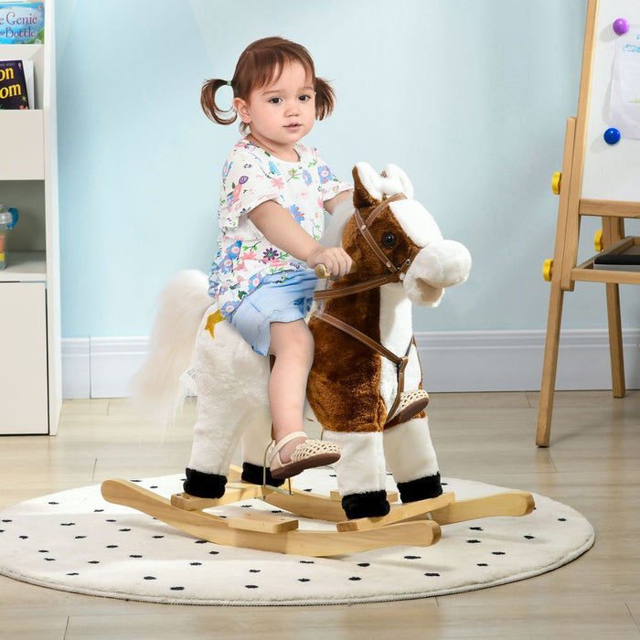 HOMCOM Rocking Horse with Music, Sound, Ride On Horse with Saddle for 3-6 Years