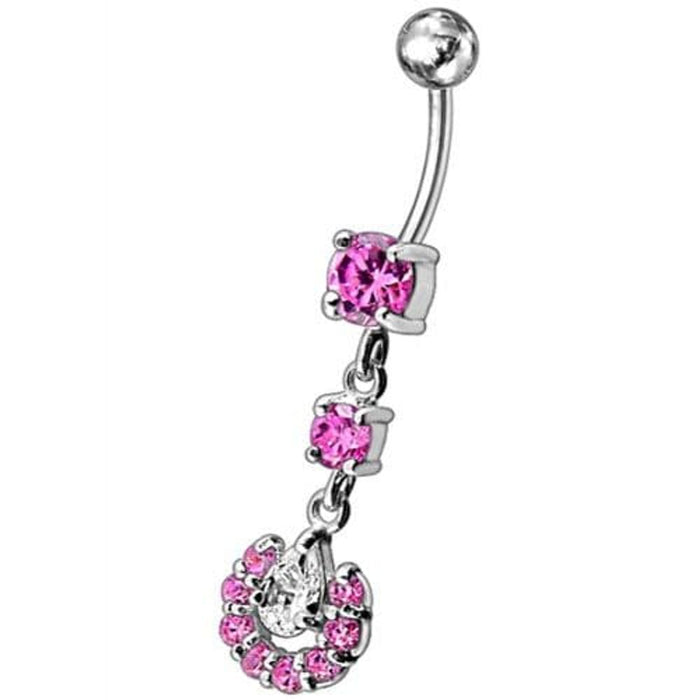 Fancy flowered Silver Dangling Navel Ring