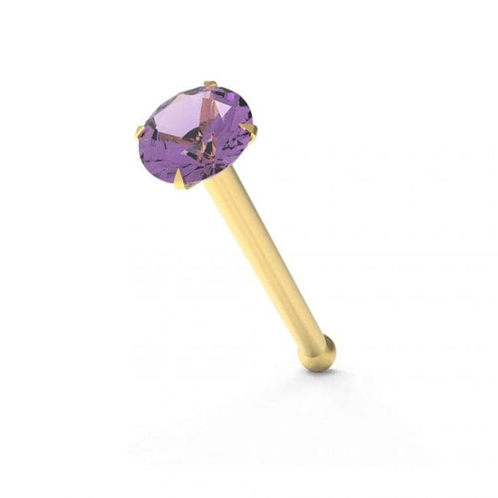 9ct Solid Yellow Gold with Colorful Crystal Stone Jeweled in Prong set Ball End Nose Stud