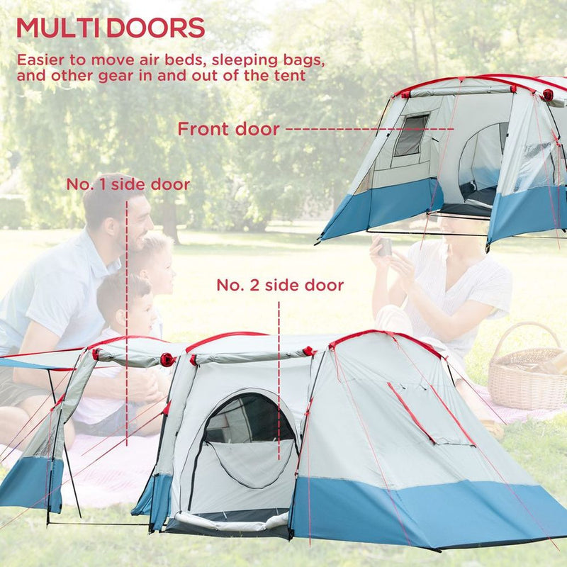 Premium 6-8 Person Tunnel Tent - Blue | Waterproof, Spacious, Easy Setup