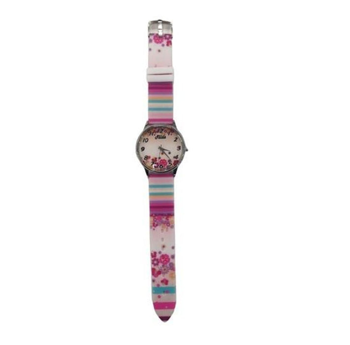 Relda Ladies Pink Flower Watch - Quartz Movement, Adjustable Strap