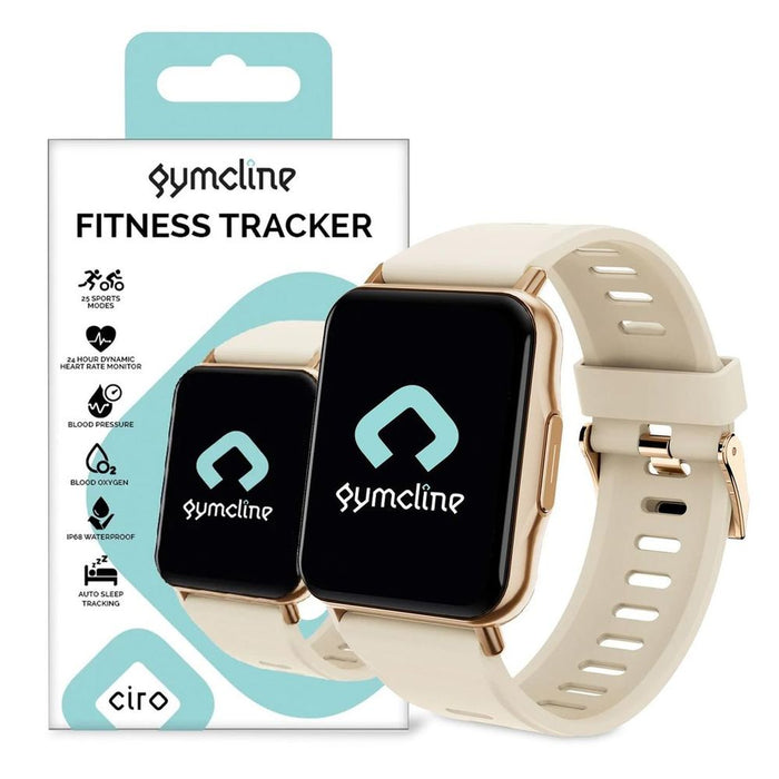 Ultimate Fitness Tracker: Gymcline Ciro-25 Sports Modes, IP68 Waterproof, Cream