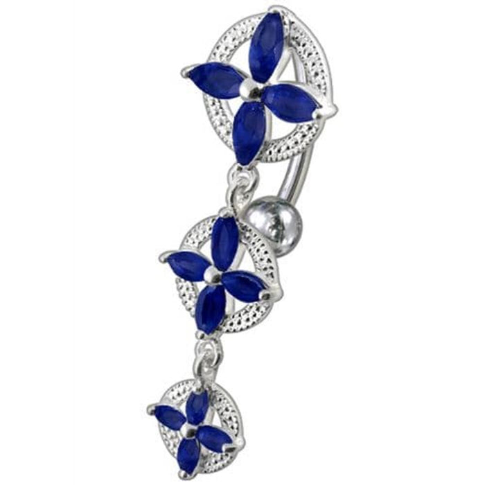 Fancy SS Jeweled Dangling Reverse Belly Ring