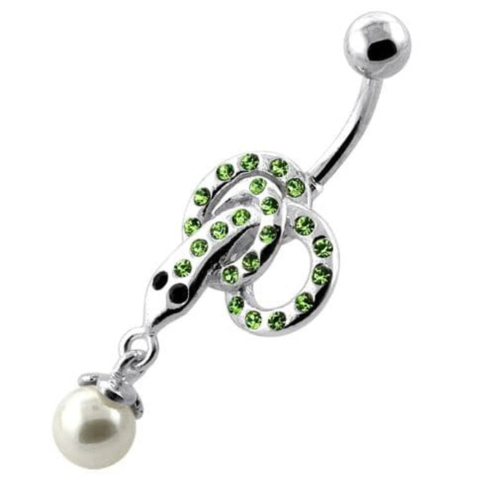 Multi Jeweled Snake with Hanging Ball Navel Belly Ring