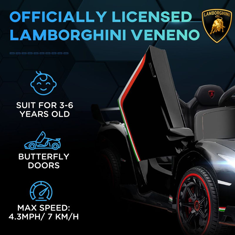 HOMCOM Lamborghini Veneno Licensed Electric Ride-on Car with Remote- Black