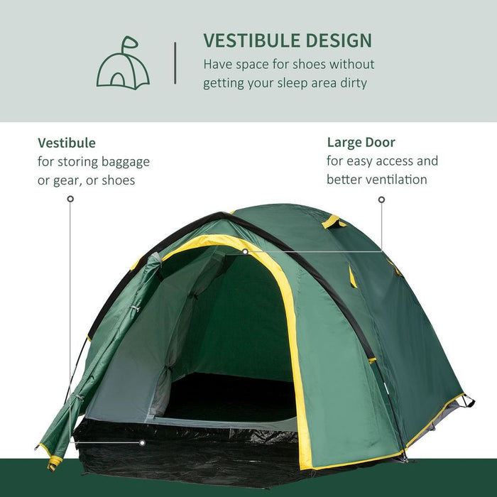 Outsunny Camping Tent w/ Vestibule & Mesh Vents