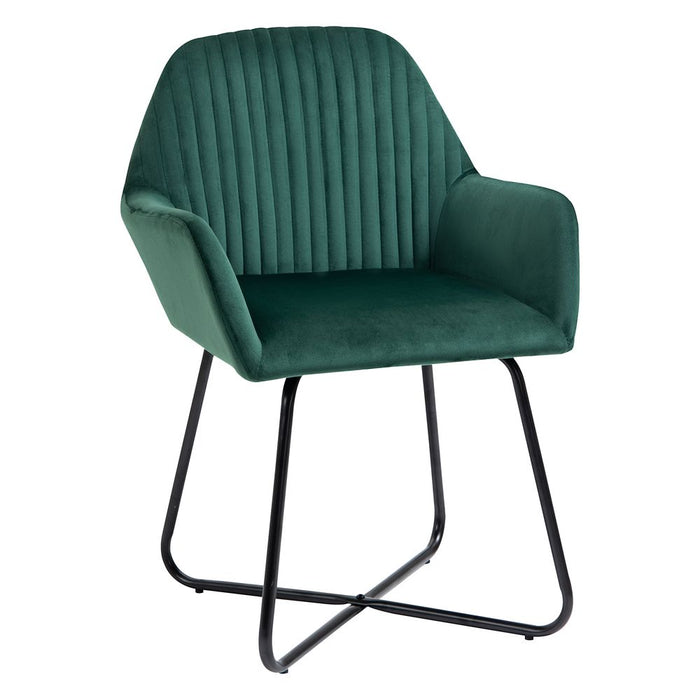 Modern Accent Chair Velvet-Feel Upholstered Lounge Armchair Metal Base Green