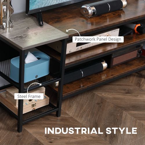 TV Unit Cabinet for TVs up to 65Inches with Shelves Brown and Grey HOMCOM