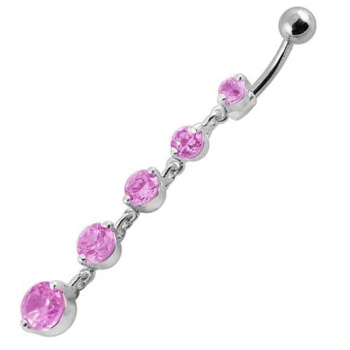 Fancy Silver Dangling Curved Bar Navel Ring