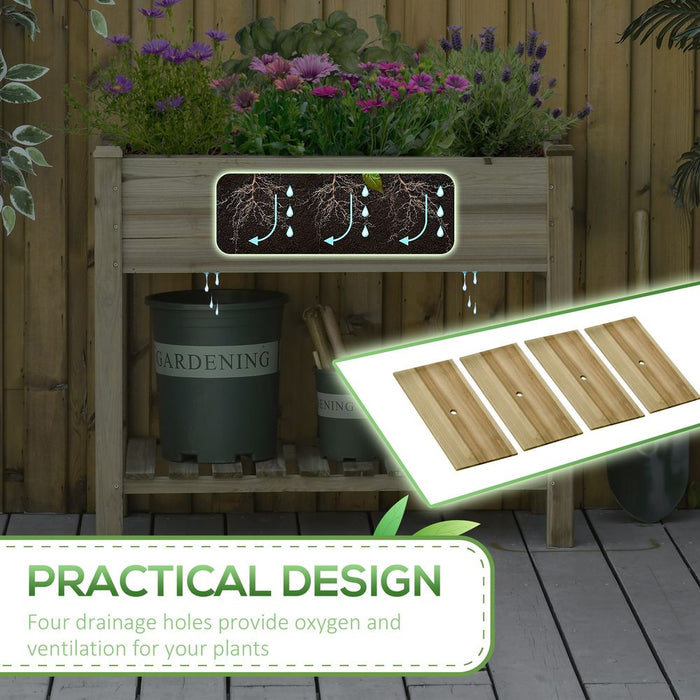 Premium Wooden Elevated Garden Bed with Legs and Storage Shelf