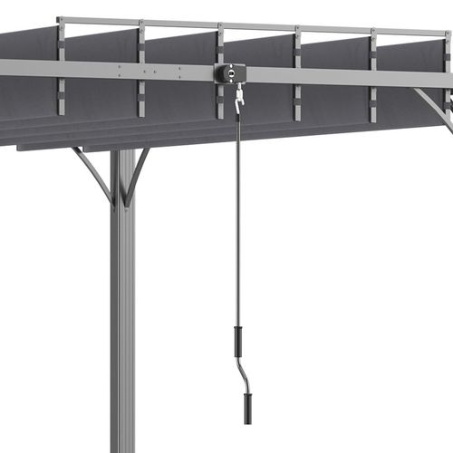 Outsunny 4 x 3(m) Outdoor Louvered Metal Pergola with Retractable Roof, Grey