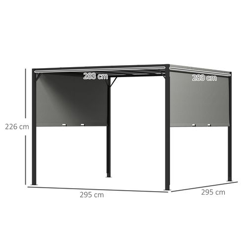 Outsunny 3 x 3(m) Pergola Metal Gazebo Outdoor Sun Shade Shelter Canopy