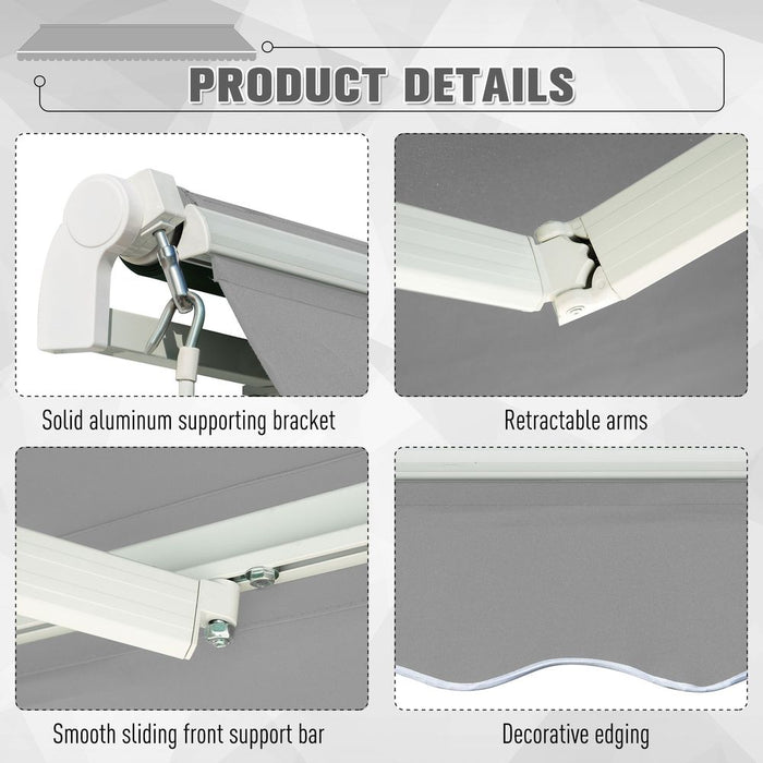 Premium UV-Block Awning Canopy: 3x2m Outdoor Shelter, Crank Handle, Aluminium Frame