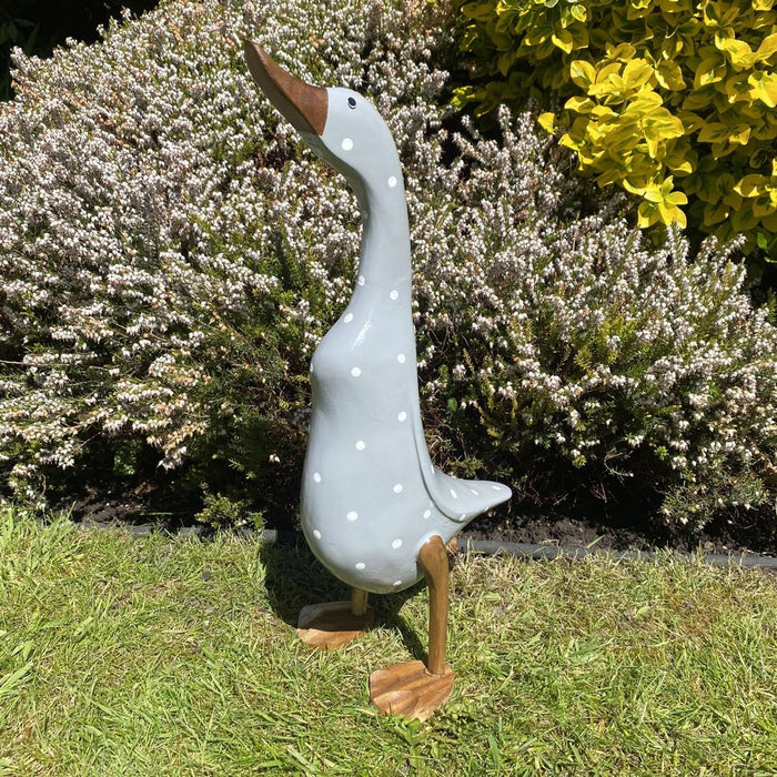 Premium Handcrafted 45cm Grey Duck with White Spots - High-Quality Fair Trade Creation